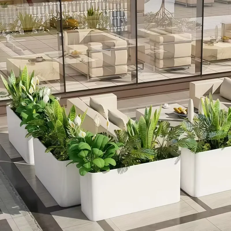 MaoRong Giant Rectangular Stainless Steel Outdoor Planter Box Plastic Spraying Finish Durable Minimalist Design Home Garden
