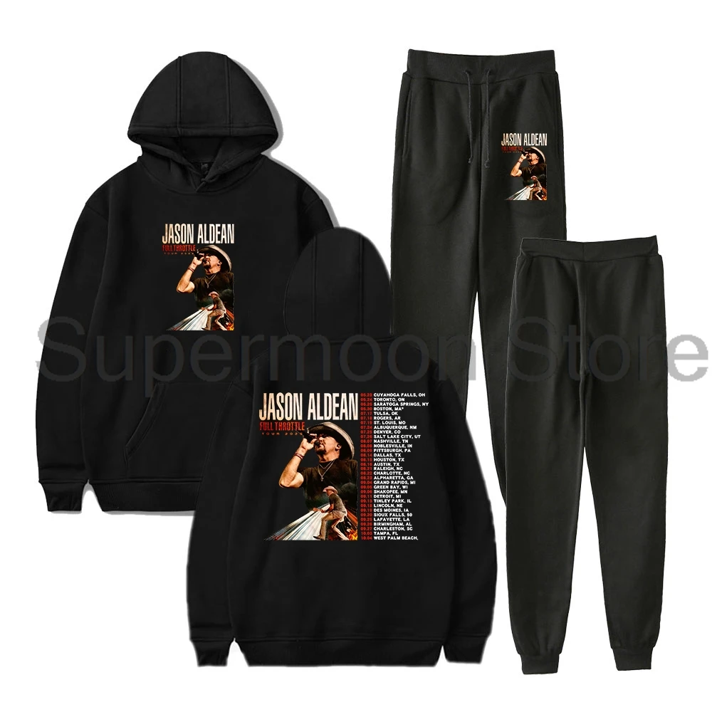 

Jason Aldean Full Throttle Tour Hoodies Jogger Pants Two Piece Set Sweatshirts+Sweatpants Women Men Outfit Sets