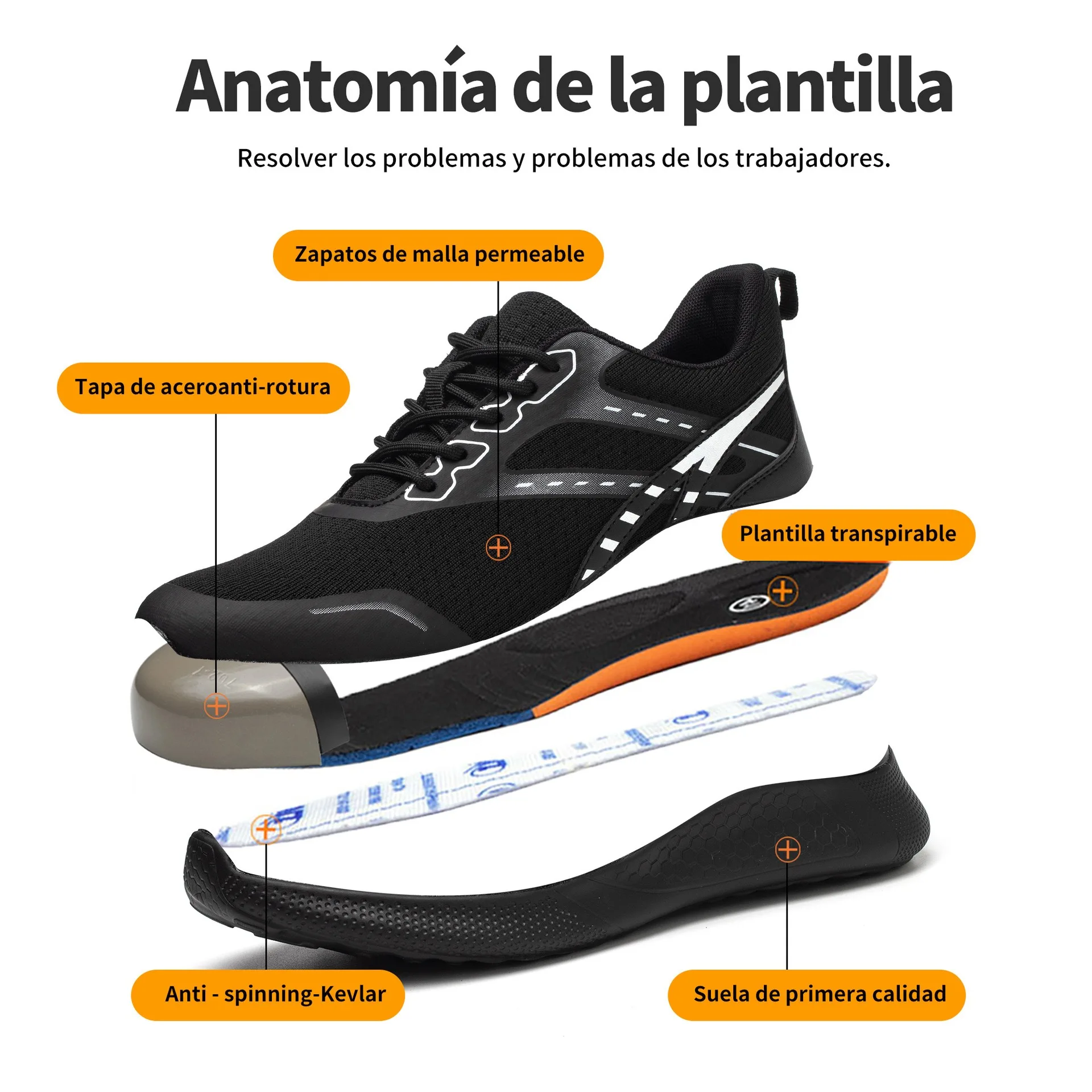 Chaussures de sécurité légères respirantes pour l'extérieur, Protection Anti-écrasement et Anti-perforation, bout en acier, bottes de travail décontractées