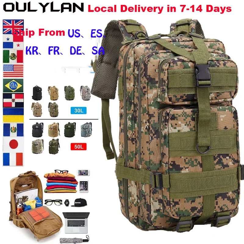 Oulylan Hiking Backpacks Tactical Backpack Men 50L/30L Large Capacity Assault Pack Camping Hunting Trekking Rucksacks