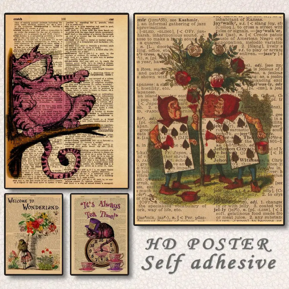 1 قطعة أليس في بلاد العجائب ملصق ملصق ذاتي اللصق لمكتب المسرح المنزلي جدار الفن الممر ديكور هدايا فاخرة #1