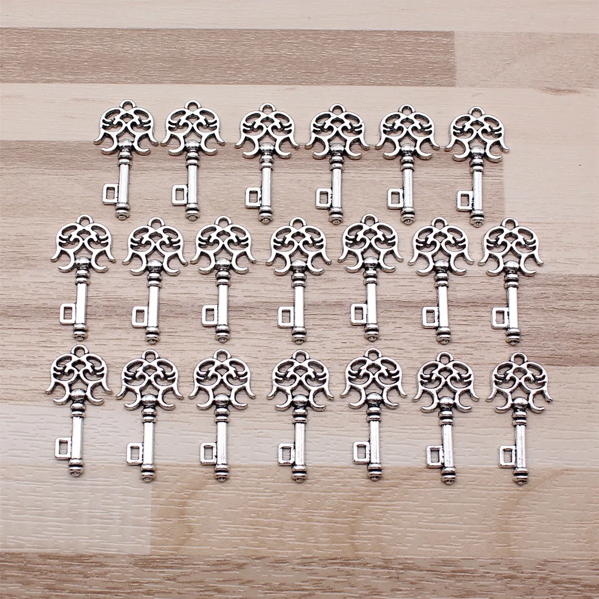 IFOCUS 20pcs/Lot Key Charms For DIY Jewelry Making Zinc Alloy 24x12mm/0.94x0.47inch