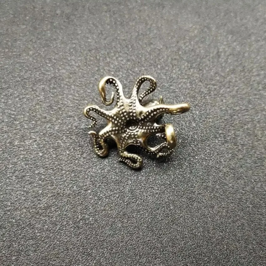 Brass Octopus Ornament Handmade Pure Copper Octopus Handle Piece Tea Ceremony Accessories Creative Tea Pet