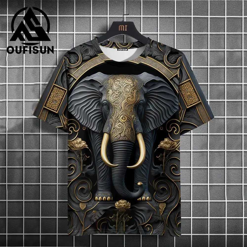 Men\'s T Shirt 3d Animal Print Summer Short Sleeve Tops Fashion Crew Neck Pullover Oversized Male Clothing Outdoor T-Shirts