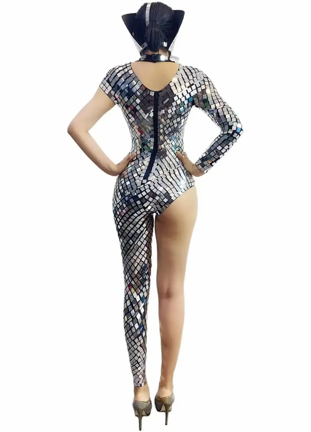 Spiegel Lens Sparkly Jumpsuits Voor Vrouwen Fotografie Bling Bling Carnaval Pageant Body Suits Dans Zanger Drag Queen Kostuum