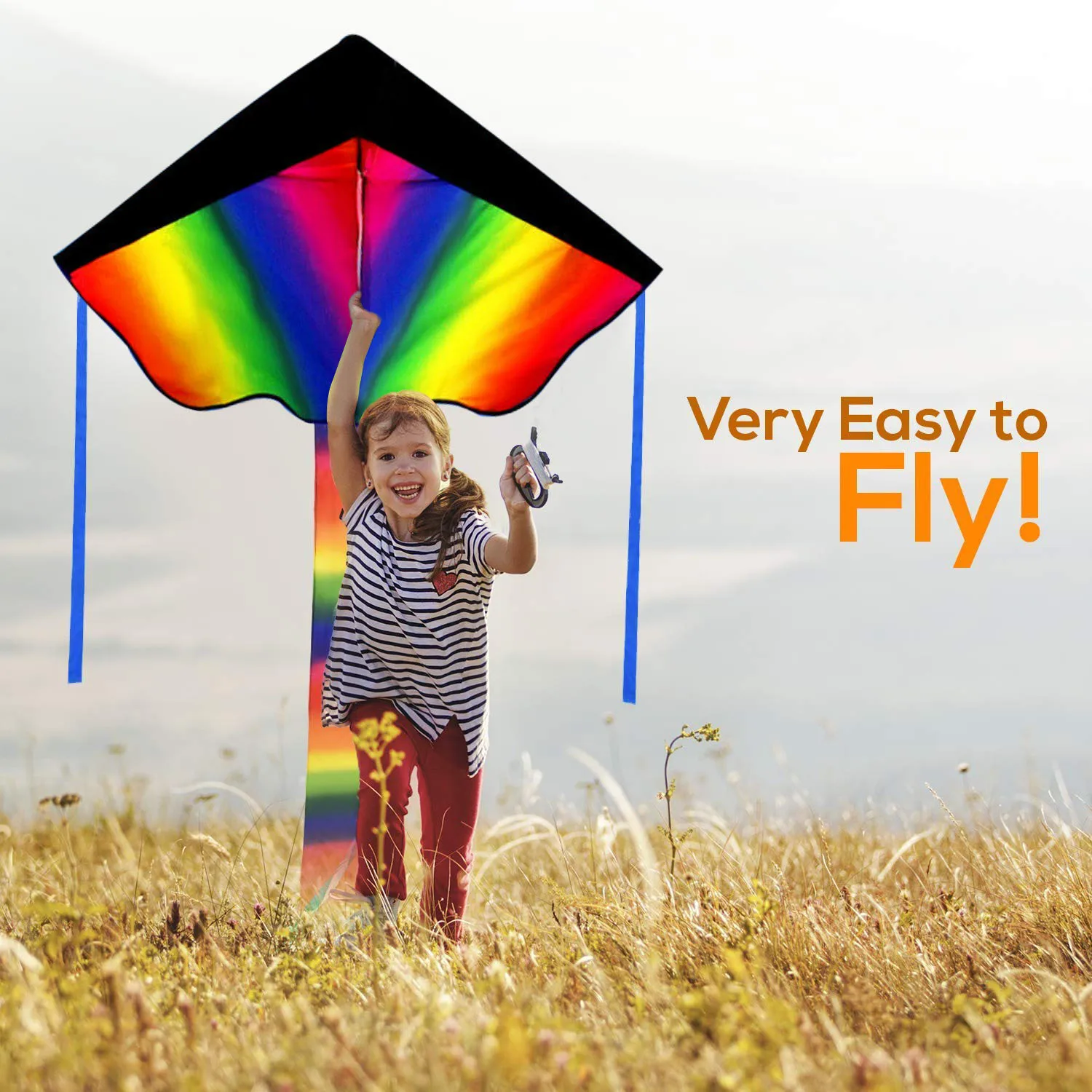 207cm Power Large Triang Rainbow Kite Flying  Kites Tail Outdoor Fun Sport  For Children Kids Adults Gift With Handle 100mLine