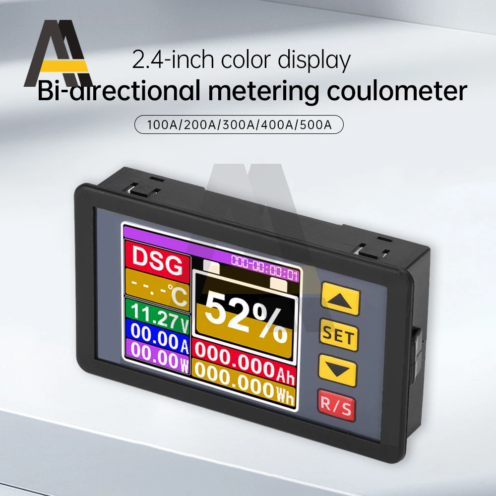 DC7~200V Digital Power Energy Voltmeter Ammeter Bi-Directional Metering Coulometer Battery Tester 100A-500A Coulombmeter