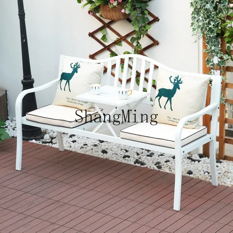 

FG Balcony Small Table and Chair Three-piece Casual Lifting Coffee Table and Chair Garden Wrought Iron Bench