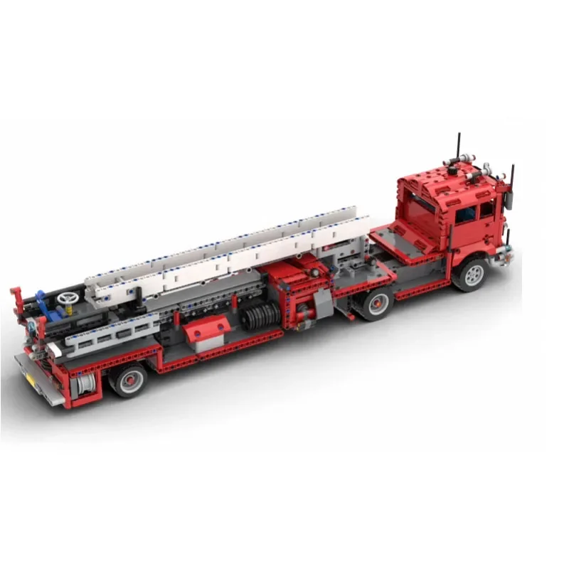 Bloco de construção MOC-70322 modelo de emenda, caminhão de bombeiros de elevação 1816 peças desenhos eletrônicos, modelo de brinquedo de presente de aniversário e natal