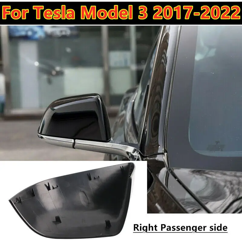 For Tesla Model 3 2017-2022 Car Replacement Rearview Side Mirror Cover Wing Cap Exterior Door Rear View Case Trim Gloss Black