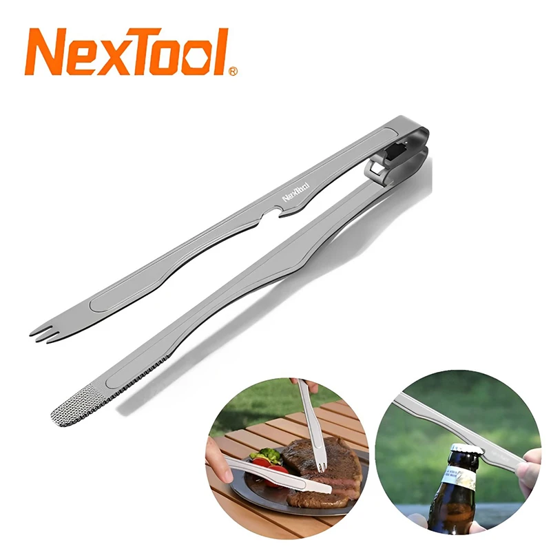 

Nextool Multi-functional Titanium Barbecue Clip Knife & Fork Bottle Opener Kitchen Salad Steaks Clamp Outdoor Cooking Tool