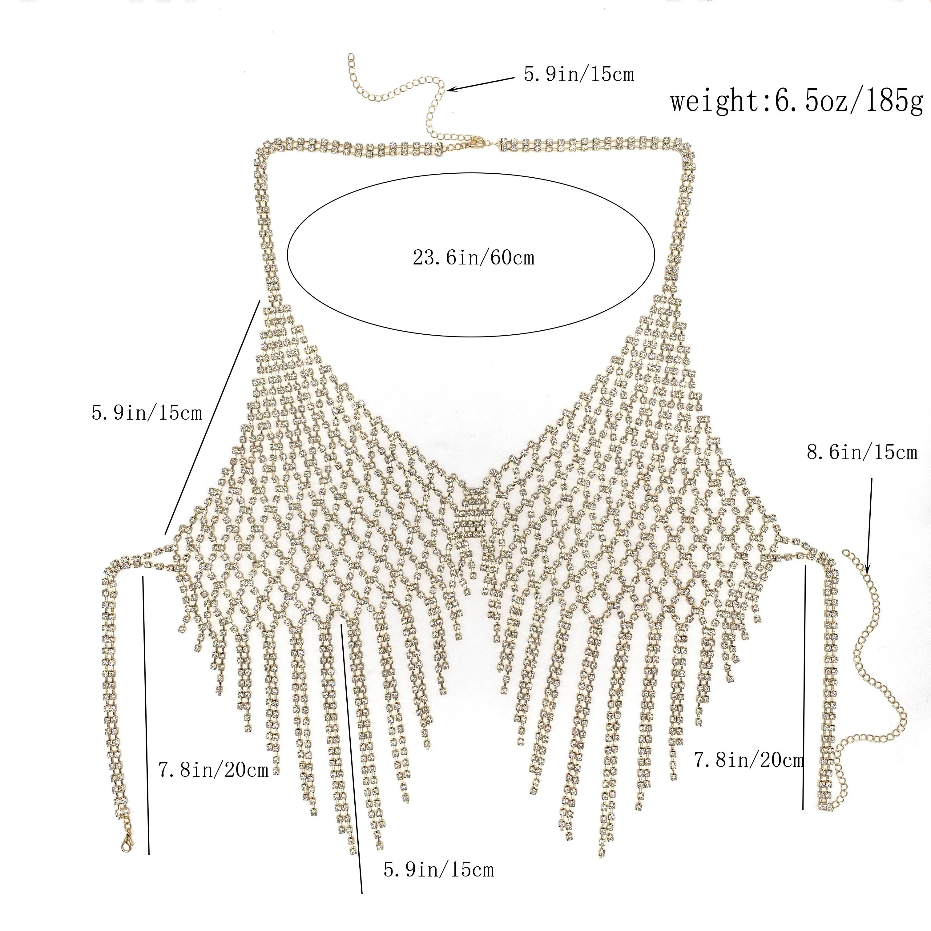 Hot selling accessories in European and American nightclubs, sparkling tassel chest chain, mesh rhinestone body chain