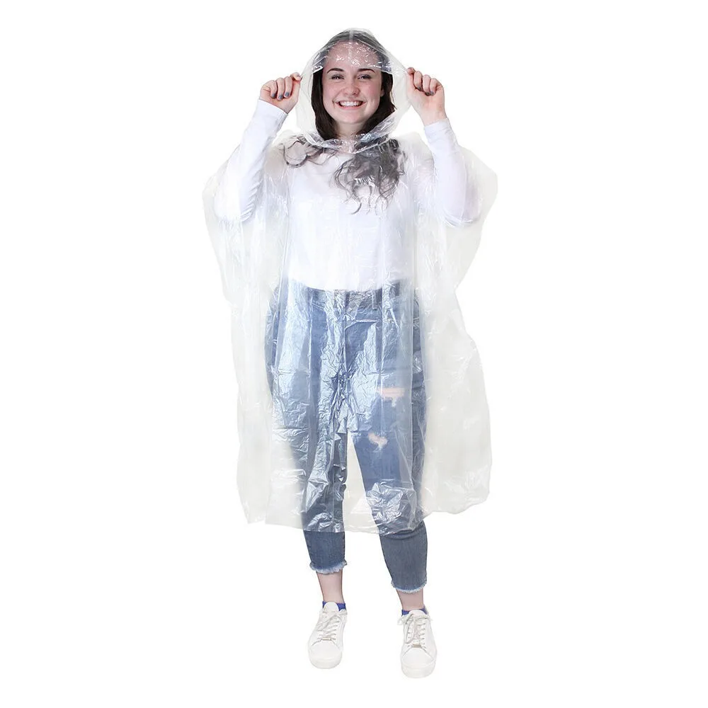 12Pcs Adult Disposable Waterproof Raincoat Transparent Portable Poncho for Outdoor Hiking Mountain Travel Emergency