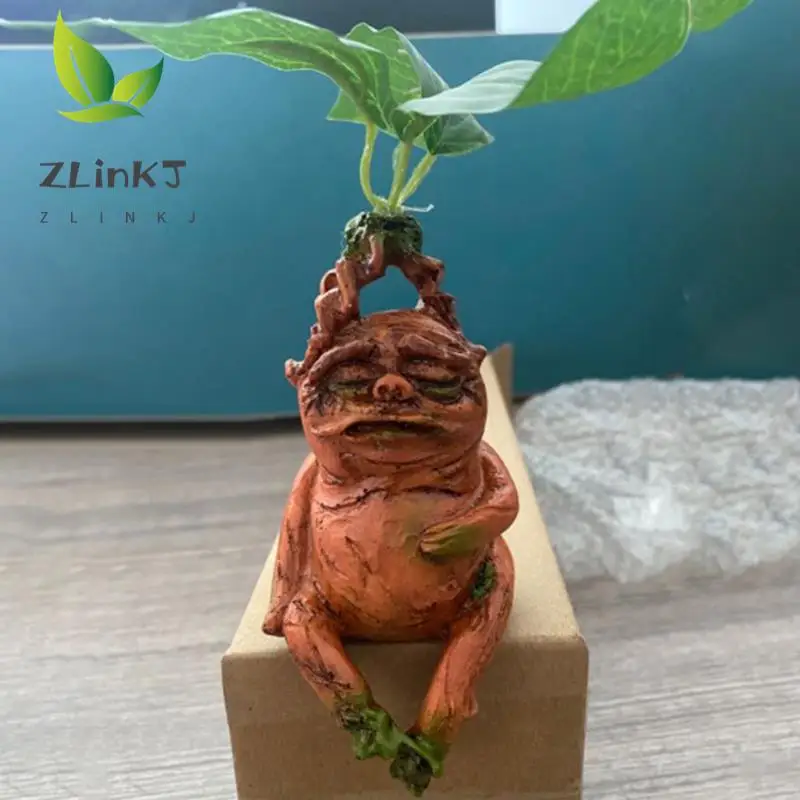 Mandrake Grass Resin Statue Landscape Ornament Art Figurine Crafts for Outdoor Garden Courtyard Living Room Bedroom Gift 1pcs