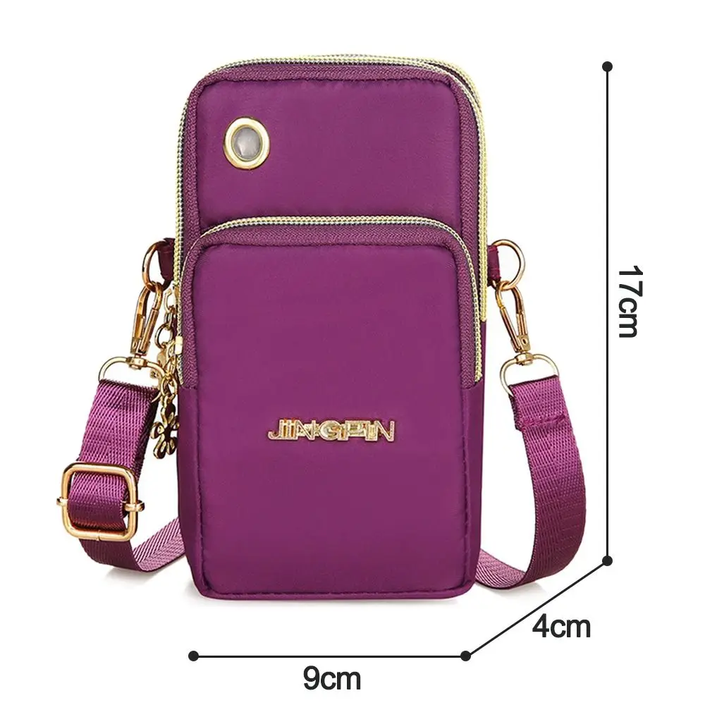 New Mobile Phone Crossbody Bags Women Fashion Shoulder Bag Cell Phone Pouch With Headphone Plug 3 Layer Wallet Sports Arm Bag
