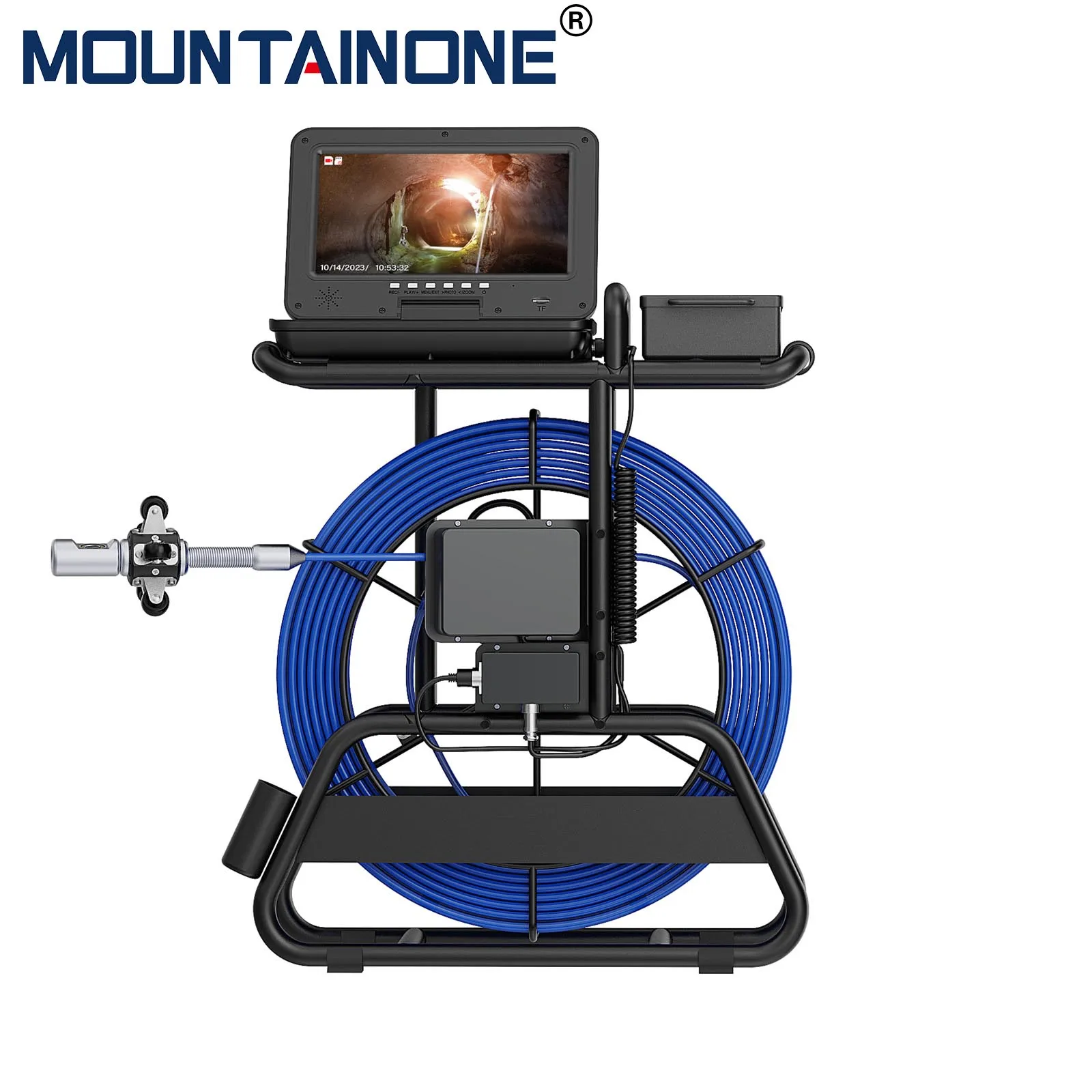 Cámara de inspección de alcantarillado, 360 grados, 10 pulgadas IPS + Cable de diámetro de 7mm + 512HZ, localizador transmisor + CONTADOR DE METROS