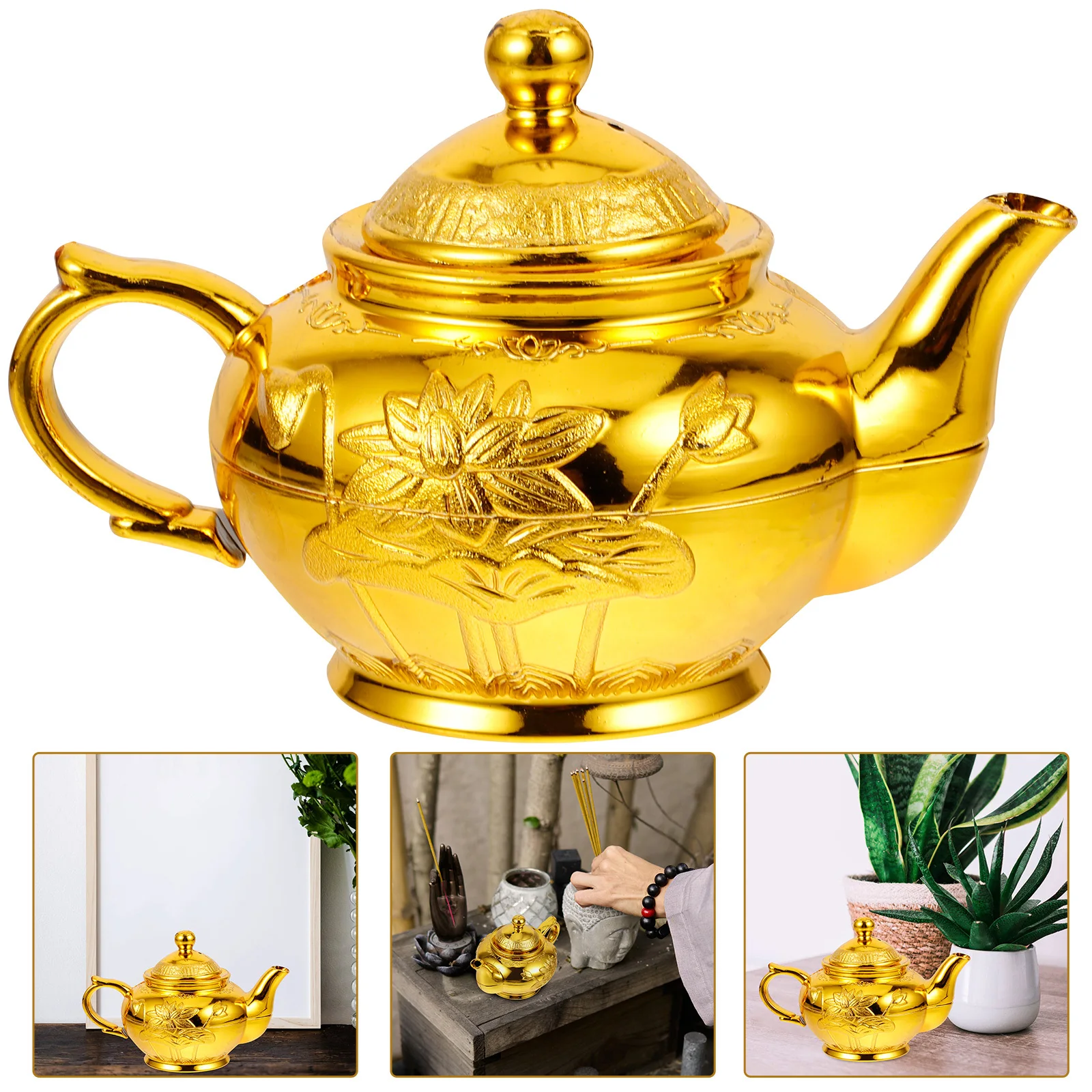 Czajnik do herbaty w stylu chińskim, imbryk do kąpieli lotosu, wielorazowa ozdoba na biurko, jaskrawe kolory, wykwintny design, buddystyczny.
