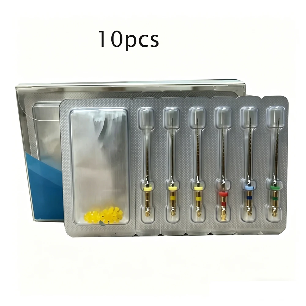 30Pcs/5 Box Dental Niti Rotary Root Canal gold Files Heat Activated Endodontic Files for Engine Use Endo Rotary Files Compatible