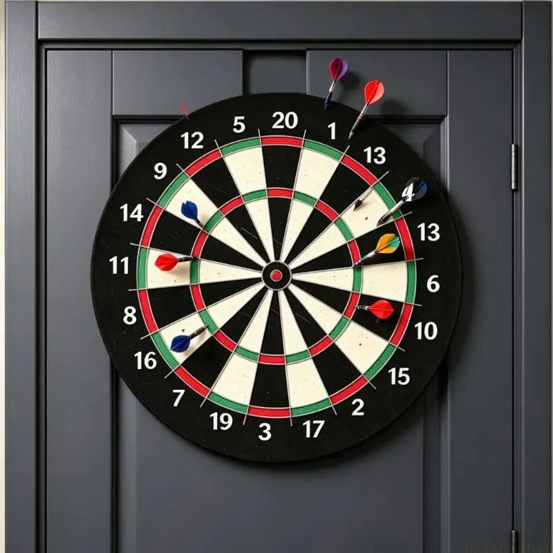 M5TC Dartboard Door Mounting Bracket with Over-the-Door Hook, Multiple Openings, and Contact Cushions for Temporary Indoor