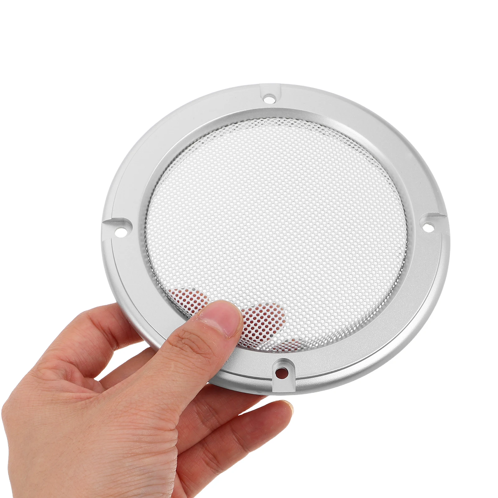 

2Pcs Decorative Speaker Grille Silver Ring White Mesh for 4 Inch Speakers Car Home Audio Subwoofer Cover Metal Protective Guard