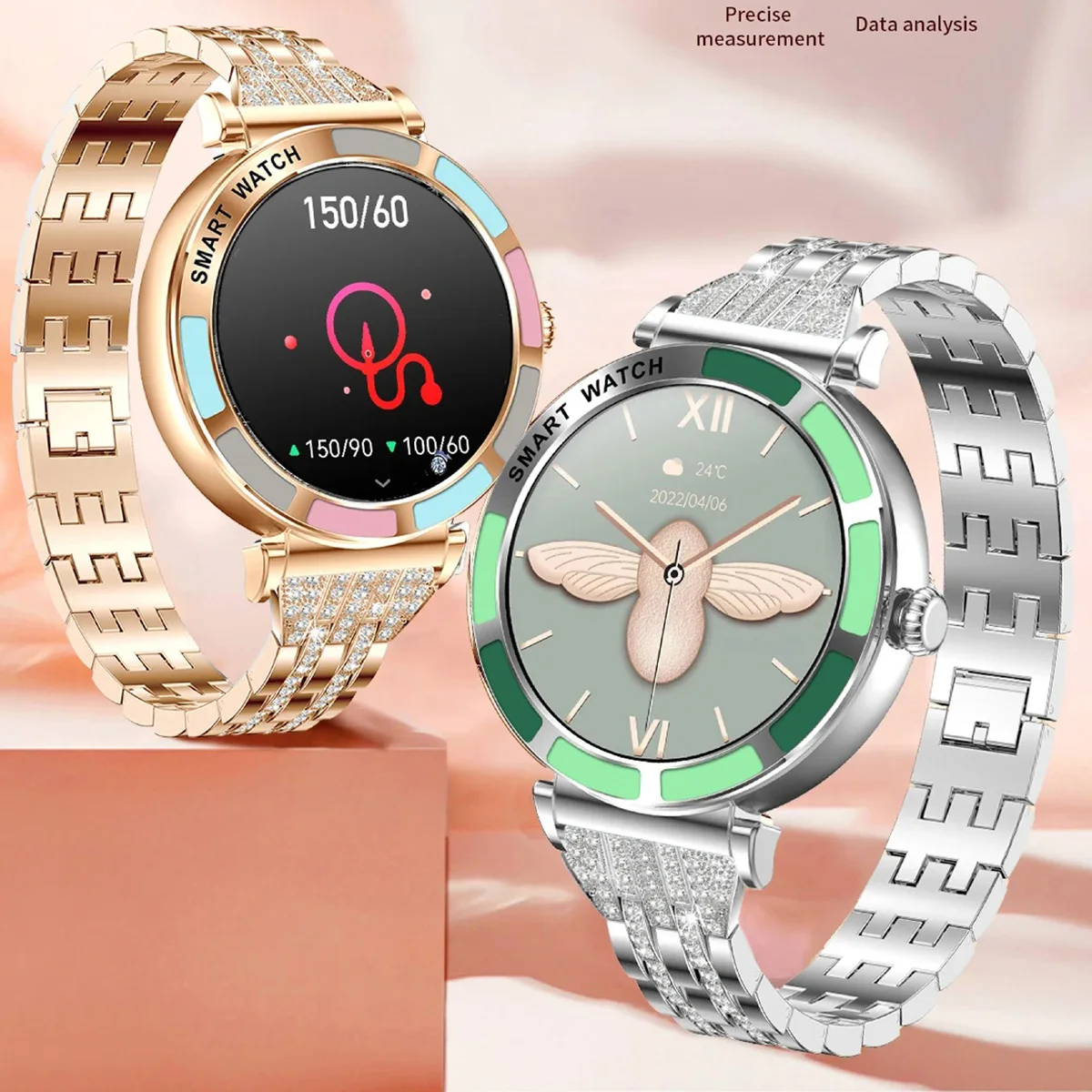 Ladies Luxury Smart Watch for Android iOS HD Screen Bluetooth Call Health Monitoring Fitness Tracker Women Diamond Smartwatch