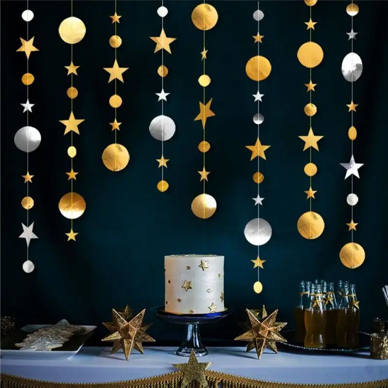 Colorful Circle & Star Hanging Decor - Creative Classroom Streamers for Kindergarten/Shop Display Festive Classroom Decorations