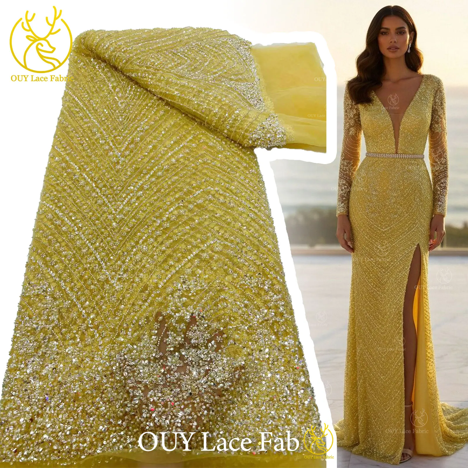 

Африканское кружево ручной работы с бисером 2026: Роскошная французская тюлевая ткань с пайетками, высококачественная ткань для свадебных и праздничных платьев в нигерийском стиле