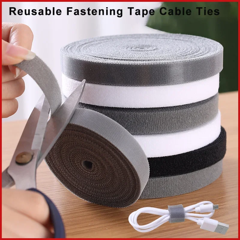 5Meter/Roll Reusable Fastening Tape Cable Ties 10/15/20/25/30/50mm Double Side Hook and Loop Straps Cable Wire Management Tape