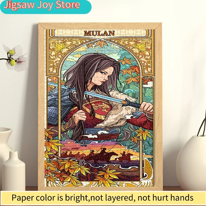 لغز مولان 1000 قطعة - مشهد فنون قتالية مع مولان، تصميم المحاربة الصينية، قطع كبيرة للبالغين والعائلات