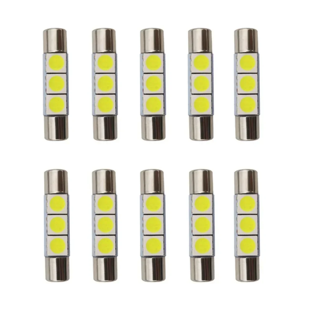 10PCS White Festoon C5W  28MM 31MM 36mm 39mm 41mm 3 SMD Car LED Interior License Plate Light  reading Bulbs dome lamp auto 12V