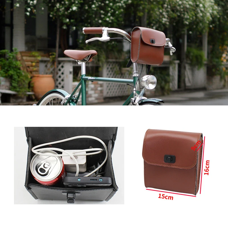 Motorcycle Bike Bag PU Leather Bicycle Handlebar Pouch Crossbar Cycling Saddlebag Under Seat Strap-on Rear Rack Pannier