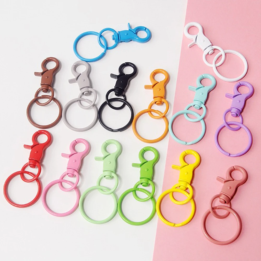 Flat Ring Lobster Buckle DIY Bags Spring Leychain Spray Painted Keychain With Snap Ring 20Color Painted Snap Ring Lobster Clapse