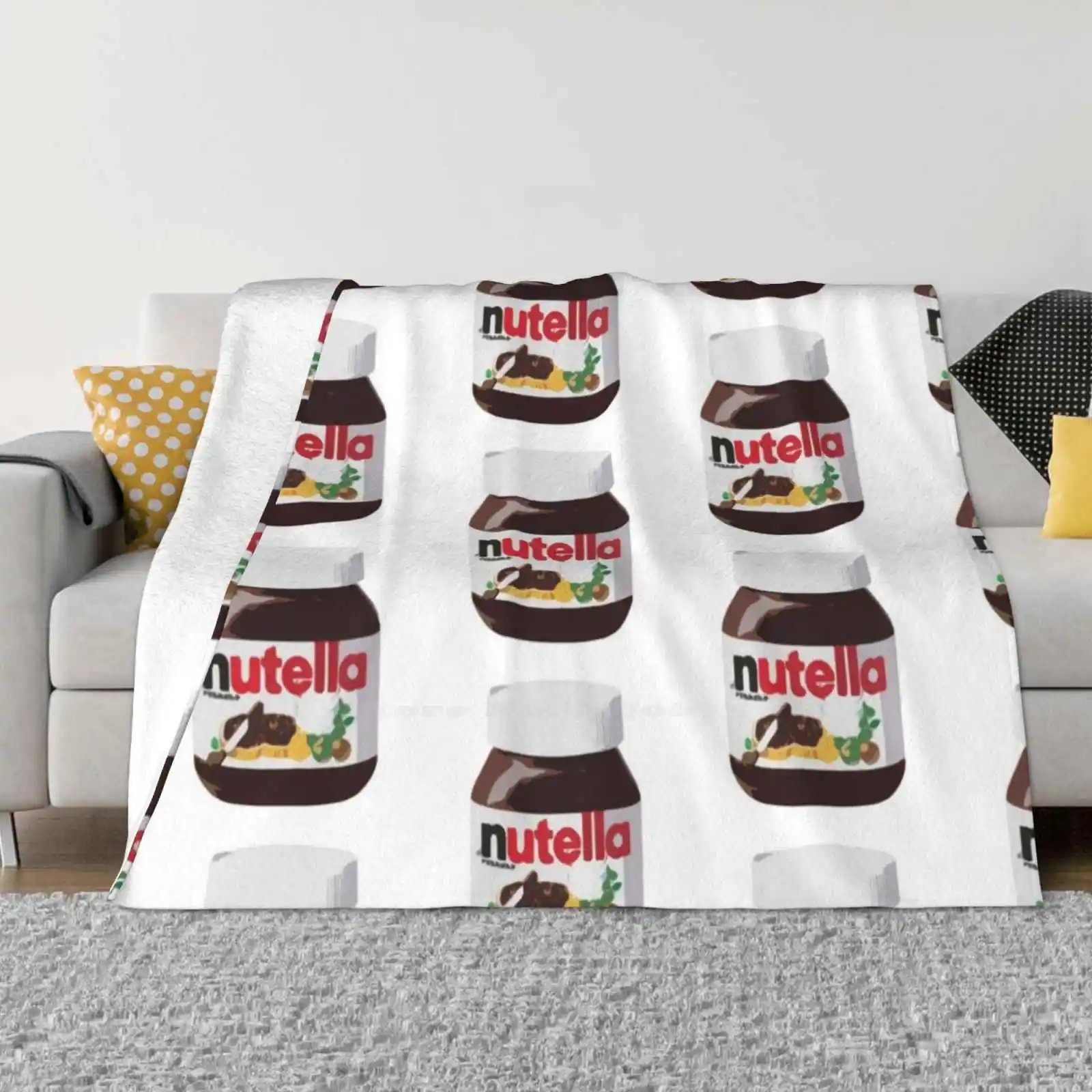 Nutella für Zuhause, Sofa, Bett, Camping, Auto, Flugzeug, Reisen, tragbare Decke, Nutella-Glas, Schokolade, Yum, hungrig, niedlich, Tumblr-Lebensmittel-Cartoon