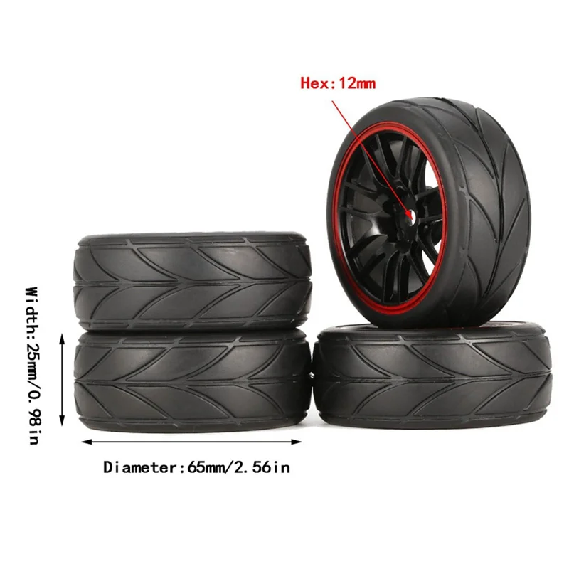 1/10 RC Racing Car Tires on Road Touring Drift Car Tyre Wheel for Tamiya TT01 TT02 TA06 XV-01 PTG-2 HPI WR8 Kyosho HSP