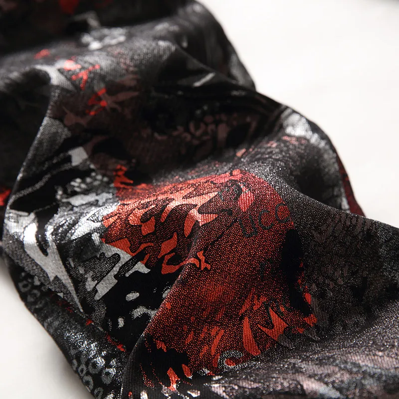 2025 رجل ربيع الخريف موضة ثلاثية الأبعاد جينز مطبوع الرجال الهيب هوب الشارع الشهير القطن الدنيم السراويل بنطلونات أوم الذكور الكتابة على الجدران بنطلون #4