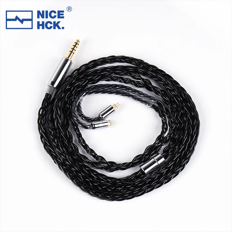 NiceHCK BlackCat Ultra 8 Strands Zinc Copper Alloy Oil Soaked Earbud Cable 3.5/2.5/4.4mm MMCX/2Pin for Kima Kailua Aurora Dolce