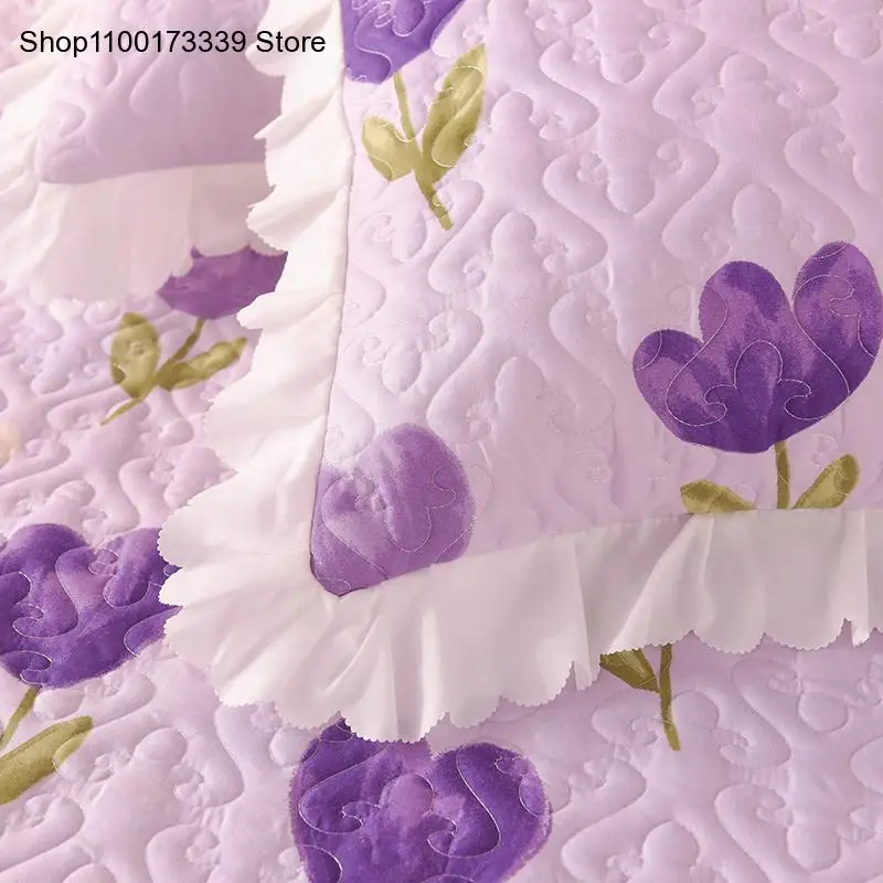 Flower Print 1Pc Bed Cover Quilted Bed Sheet Large/king Size Bed Cover Reactive Printed Household Blanket (Without Pillowcase)