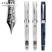 Penbbs 355 Transparent Acrylic Fountain Pen Fine Nib Smooth Writing Calligraphy Art Gift Box Ink Demonstrator