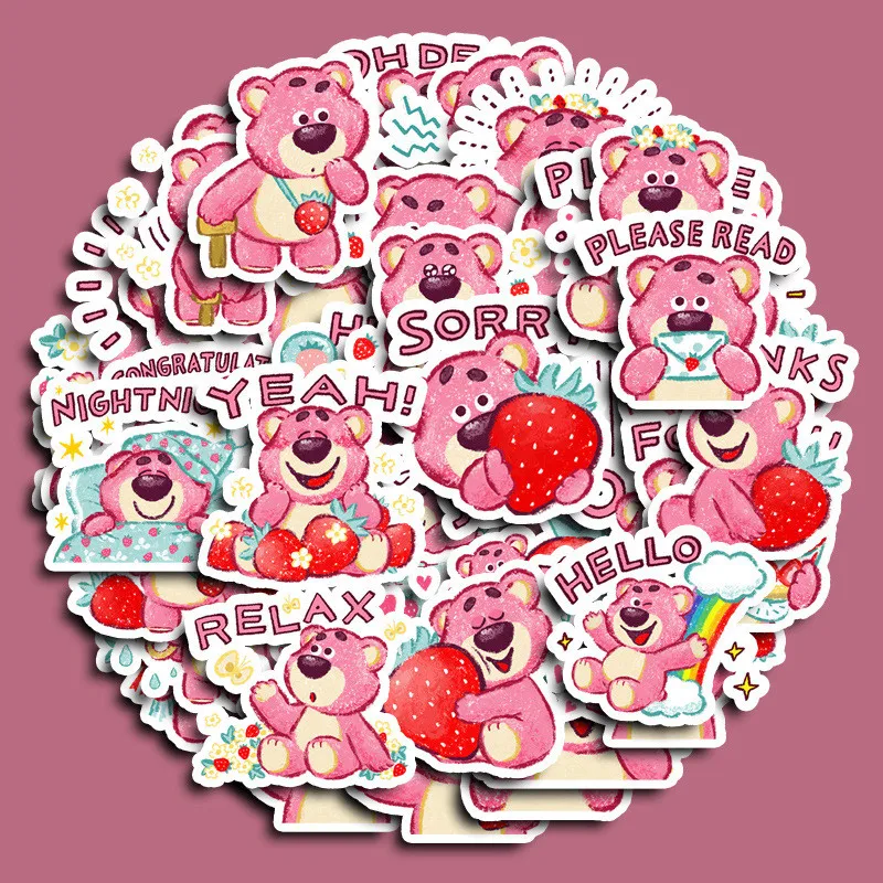 40 قطعة من ملصقات الكتابة على الجدران للفتيات اللطيفة على شكل دب الفراولة للدراجات اليدوية مقلمة هدية للأطفال (متجر عوالم الرسوم المتحركة)