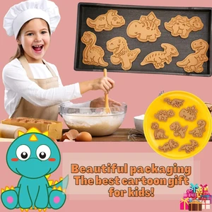 Plastic Dinosaur Cartoon Pressionando Biscuit Mold Set, Cortadores De Cookies, Carimbo De Biscoito De Confeitaria, Ferramentas De Baking Pastry Bakeware, 8Pcs 8 principais vendas formas biscuit - №7