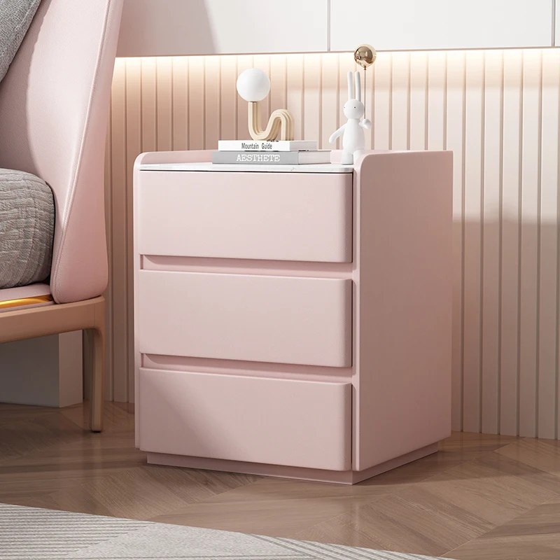 

Modern Minimalist Solid Wood Nightstand Cream Style Bedside Table with Wireless Charging Hub Storage Cabinet for Bedroom