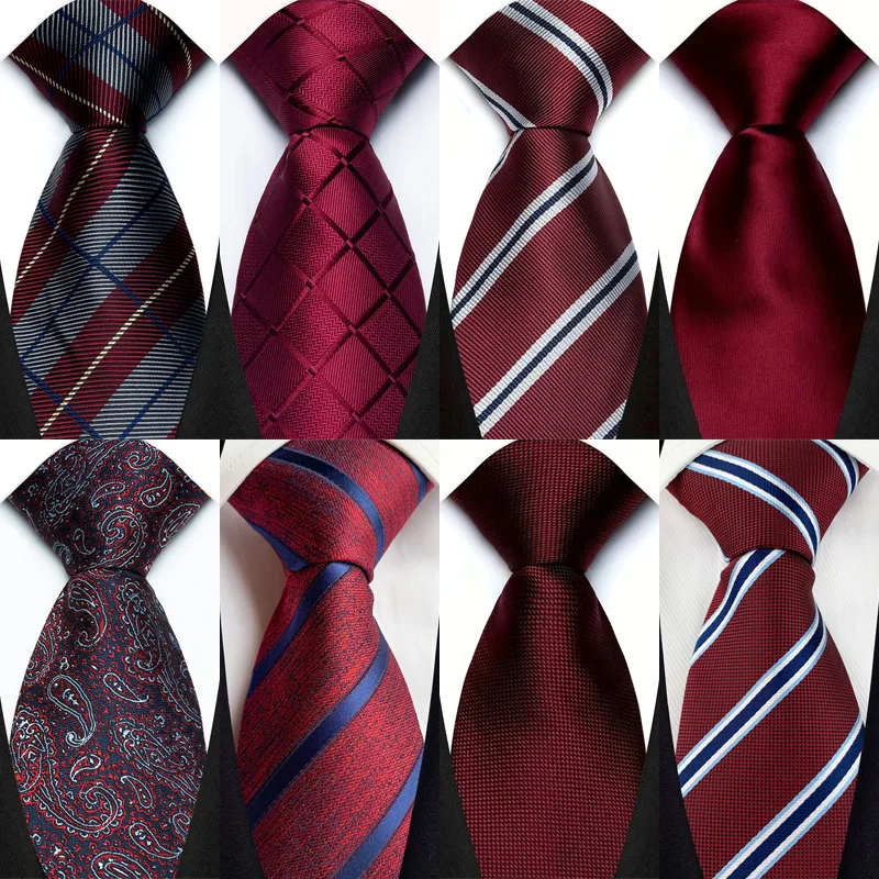 Luxus 8CM Herren Krawatte Rot Farbe Dot Streifen Solide Paisley Krawatte Für Mann Bräutigam Jacquard Gewebt Krawatte Für business Hochzeit Party