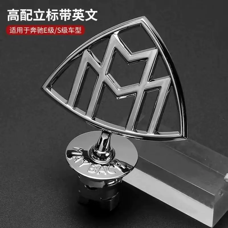 Hood Bumper Bar Metal Stand Logo Car Emblem for Mercedes Benz Maybach S450 S480 GLS480 GLS600 Front Grille Badge Chrome Silver