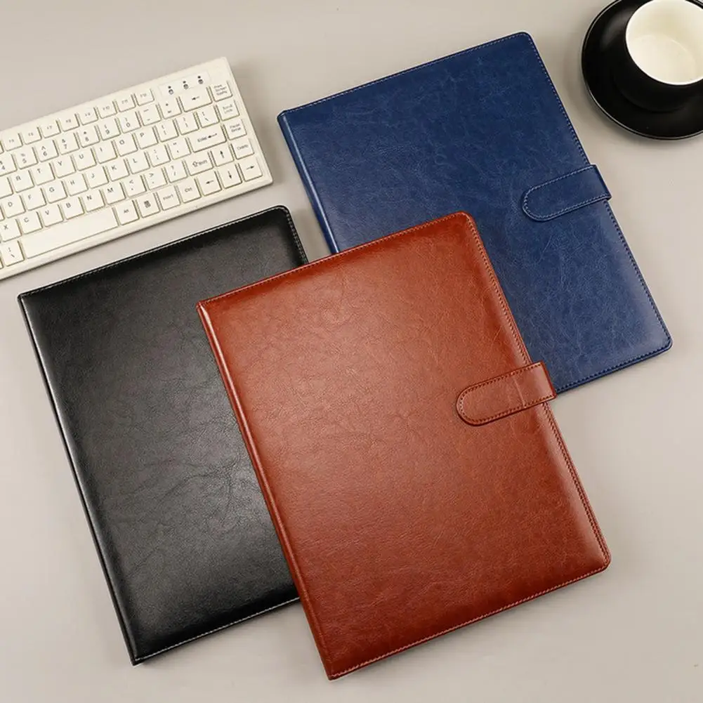 Faux Leather Business Folder Portfolio Binder A4 Letter Size Notepad Resume Writing Pad Pen Loop Magnetic Clasp File Case