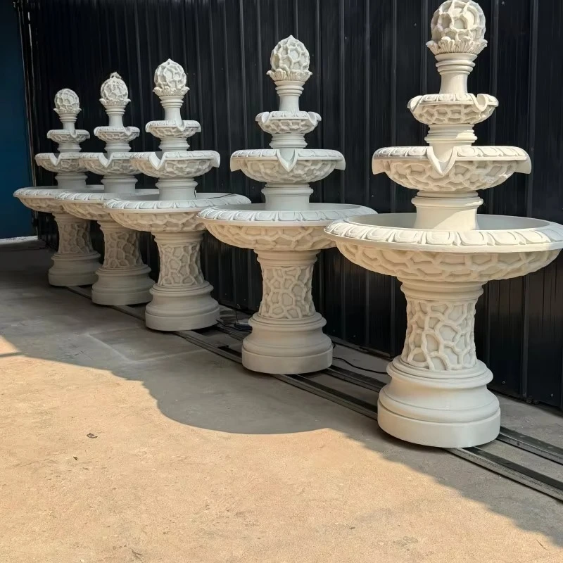 Artificial Sandstone Classical Urn Fountain for Villa Garden Center Cast Stone Putto Angel Fountain