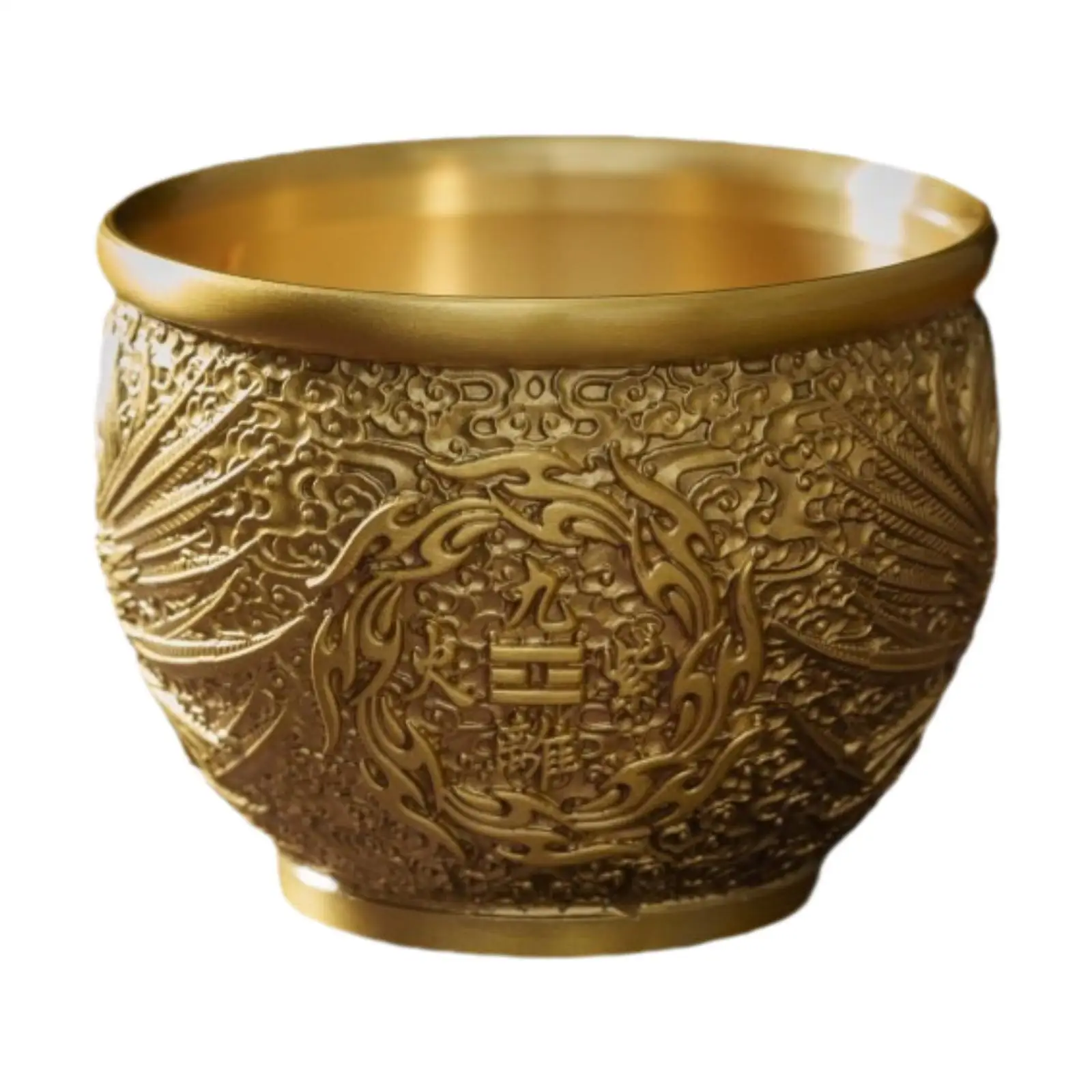 Feng Shui Treasure Bowl Rice Vat Sculpture Good Luck Basin Statue Fu Bowl Desktop Ornament for Living Room Bedroom Home Cabinet