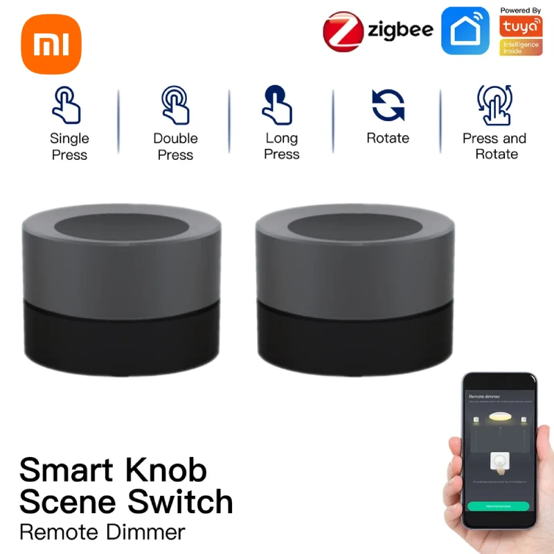 

Xiaomi Tuya ZigBee Smart Knob Wireless Scene Switch Button Controller Battery Powered Automation Scenario For Tuya Devices Smart