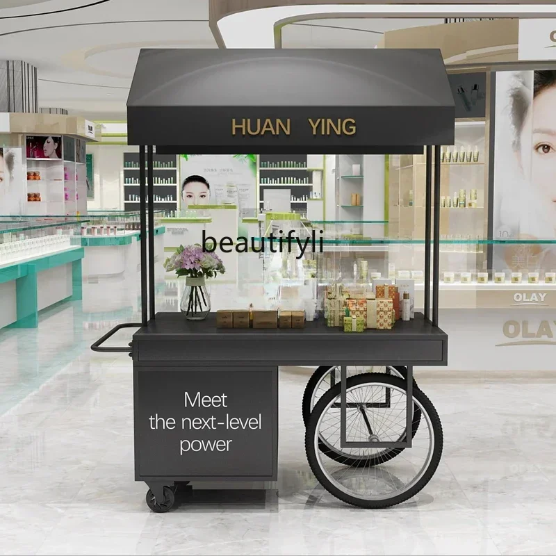 

YH83 European wrought iron float supermarket with cabinet flower shop mobile creative outdoor stall car