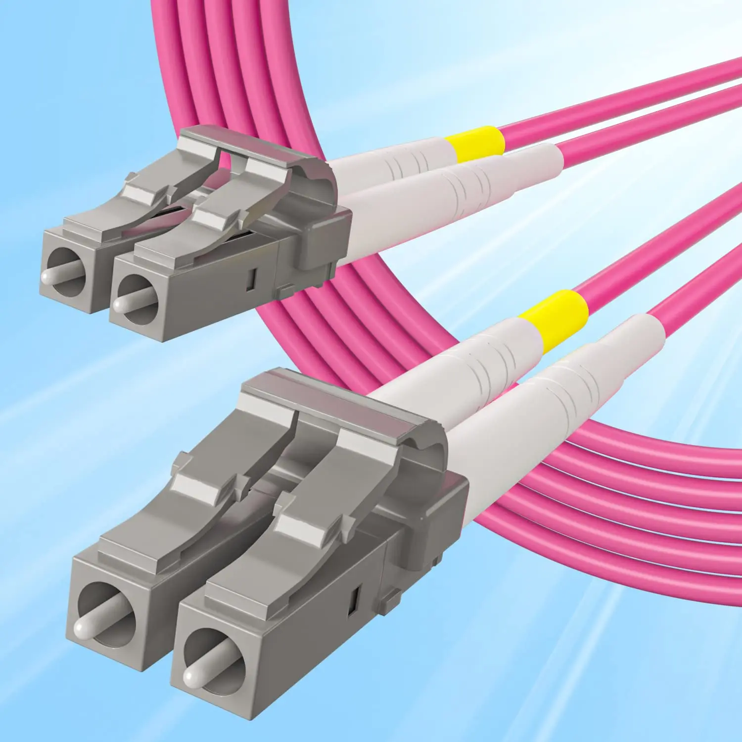 Câble de raccordement fibre optique LC vers LC OM4, cavalier multimode, duplex, 10 Go, Gigabit, 50 μm, 125 μm, LSZH, rette pour déchets, Transcsec, 5 m