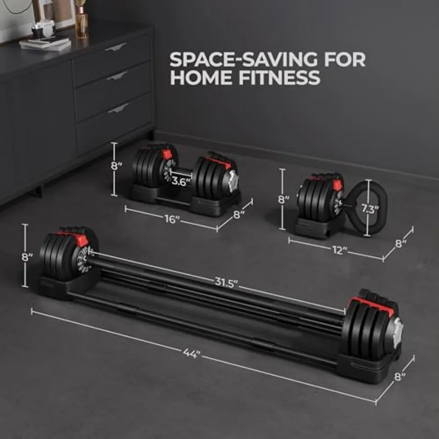 مجموعة دمبل Yaheetech قابلة للتعديل لصالة الألعاب الرياضية المنزلية: دمبل وزن مجاني سريع 40 رطل/52.5 رطل/90 رطل مع صينية تخزين مثالية f #5